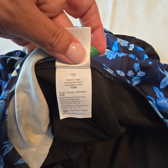 J. CREW RE-Imagined Rouched One Shoulder One Piece Swimsuit Blue Black Size 12. - Picture 15 of 15